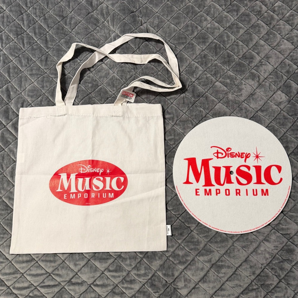 Disney Music Emporium Tote Bag and Vinyl Record Slipmat Bundle